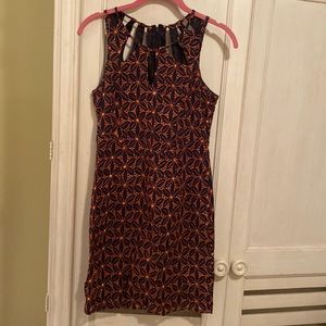 Cutout navy and orange dress